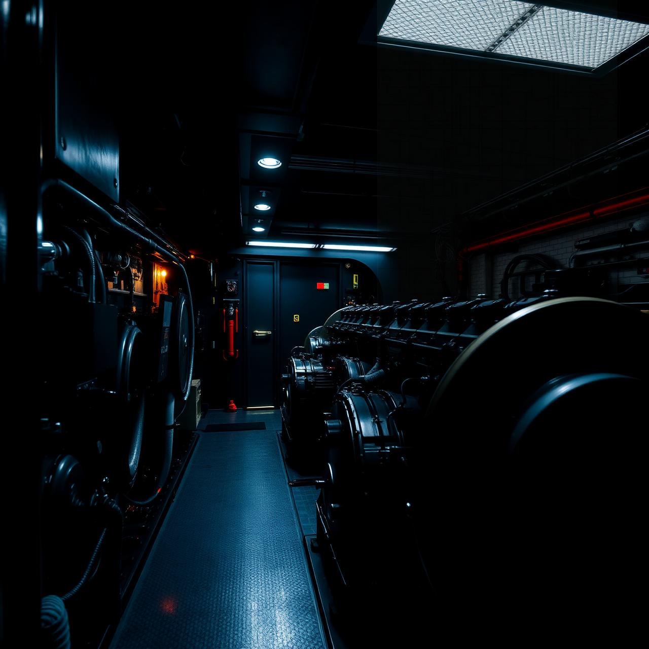 Modern ship engine room interior